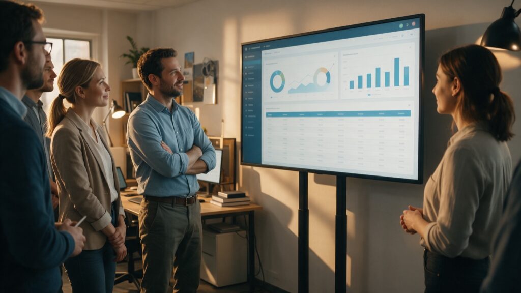 Team che consulta la dashboard di un gestionale su misura