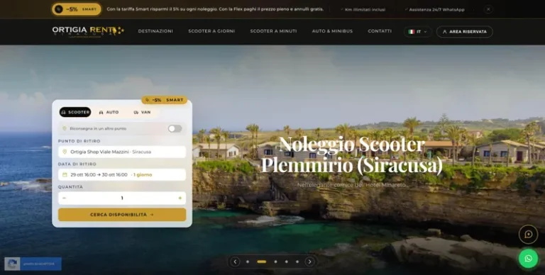 Sito web Ortigia Rent Siracusa realizzato da ApplicationWeb